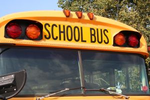 Education School Day Care Yellow School Bus Close Up of Top Front of Bus