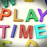 Play Time Written In Multicolored Plastic Kids Letters