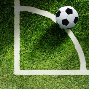 Soccer Ball on Grass and Line